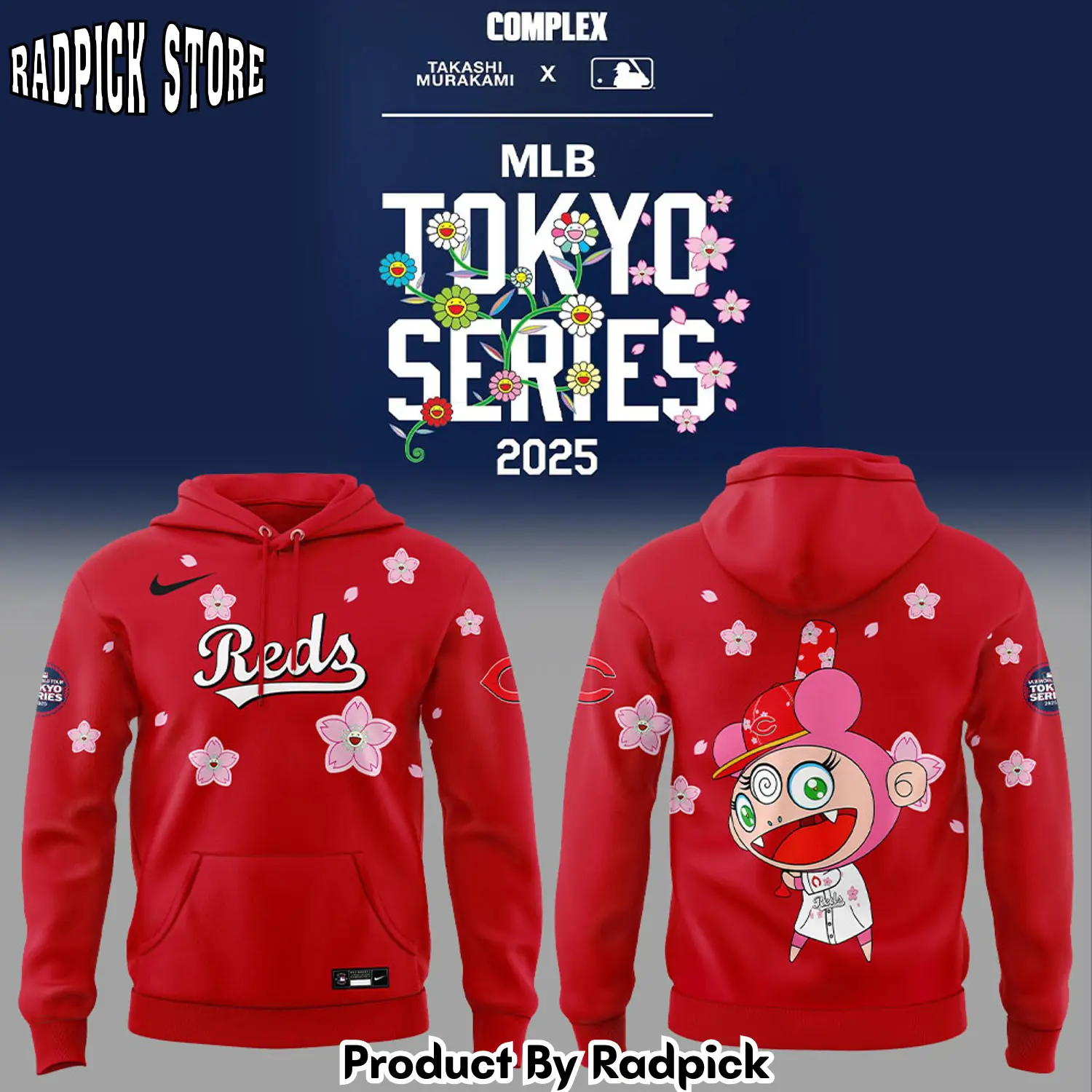 Cincinnati reds takashi murakami x mlb world tour tokyo series v2 hoodie joggers hoodie and long pants set rp291847